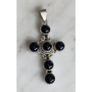NEW Black Onyx and Sterling Silver Cross